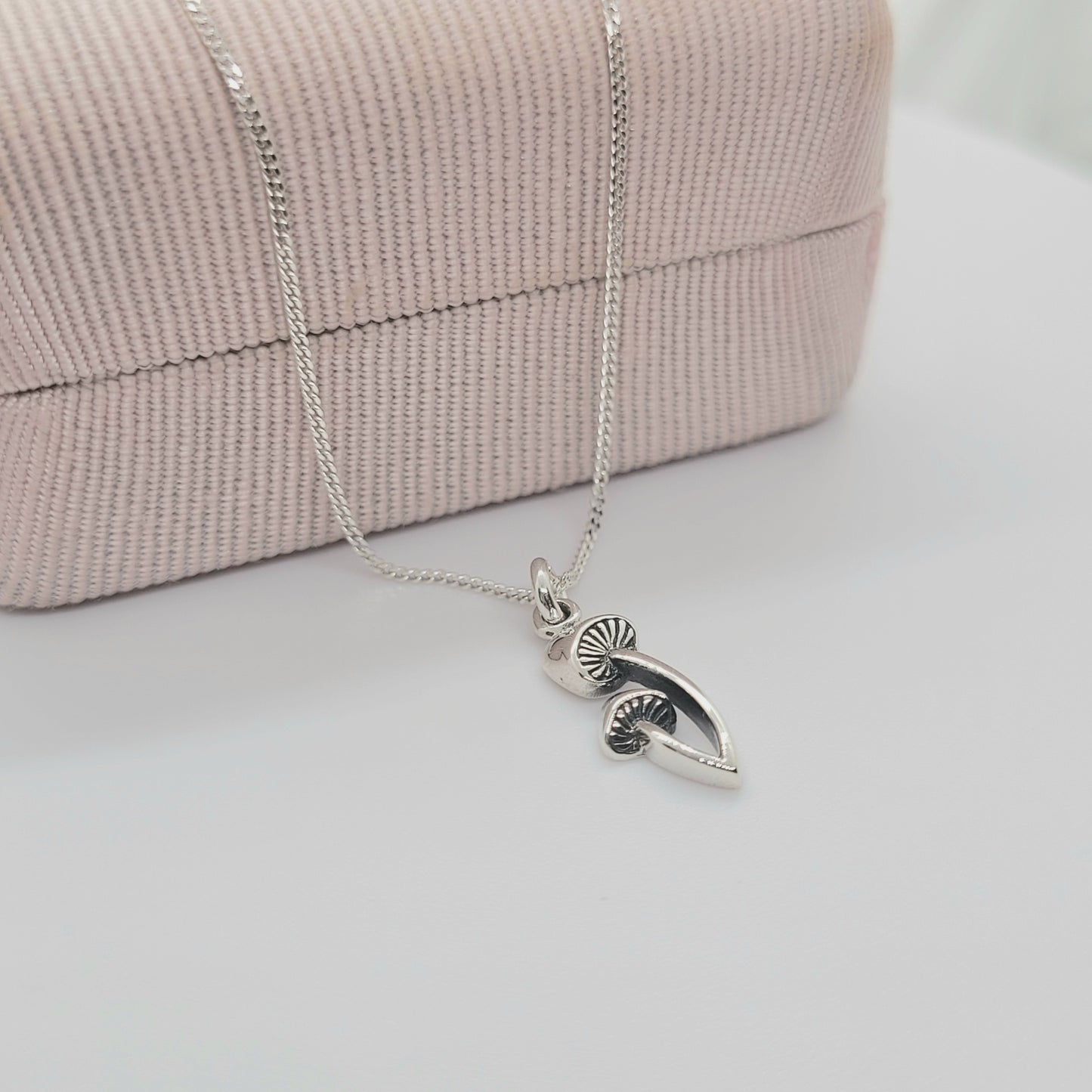 925 Sterling Silver DAINTY Two Mushroom Pendant Necklace