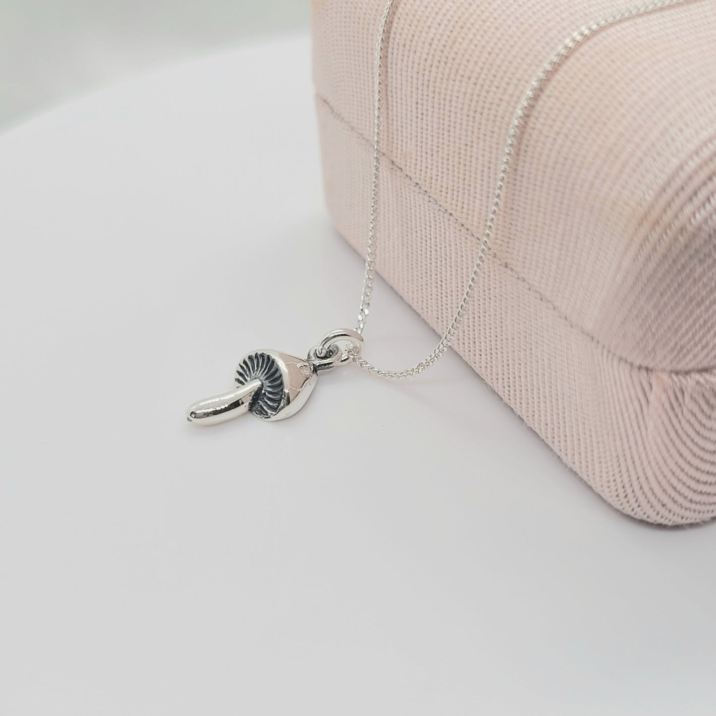 925 Sterling Silver Dainty Mushroom Charm Pendant Necklace