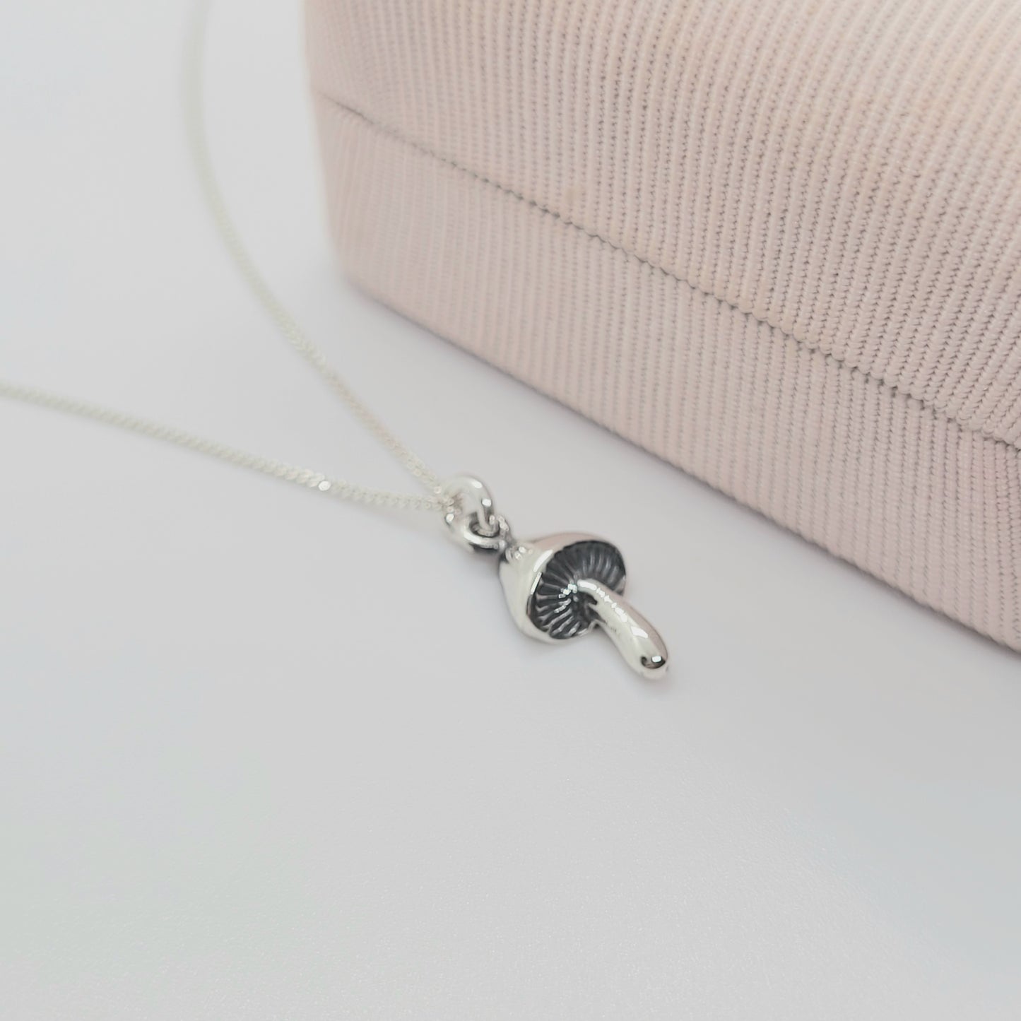 925 Sterling Silver Dainty Mushroom Charm Pendant Necklace