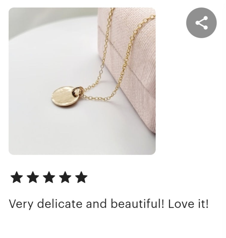 14K Gold Filled Hammered Disc Pendant Layering Necklace