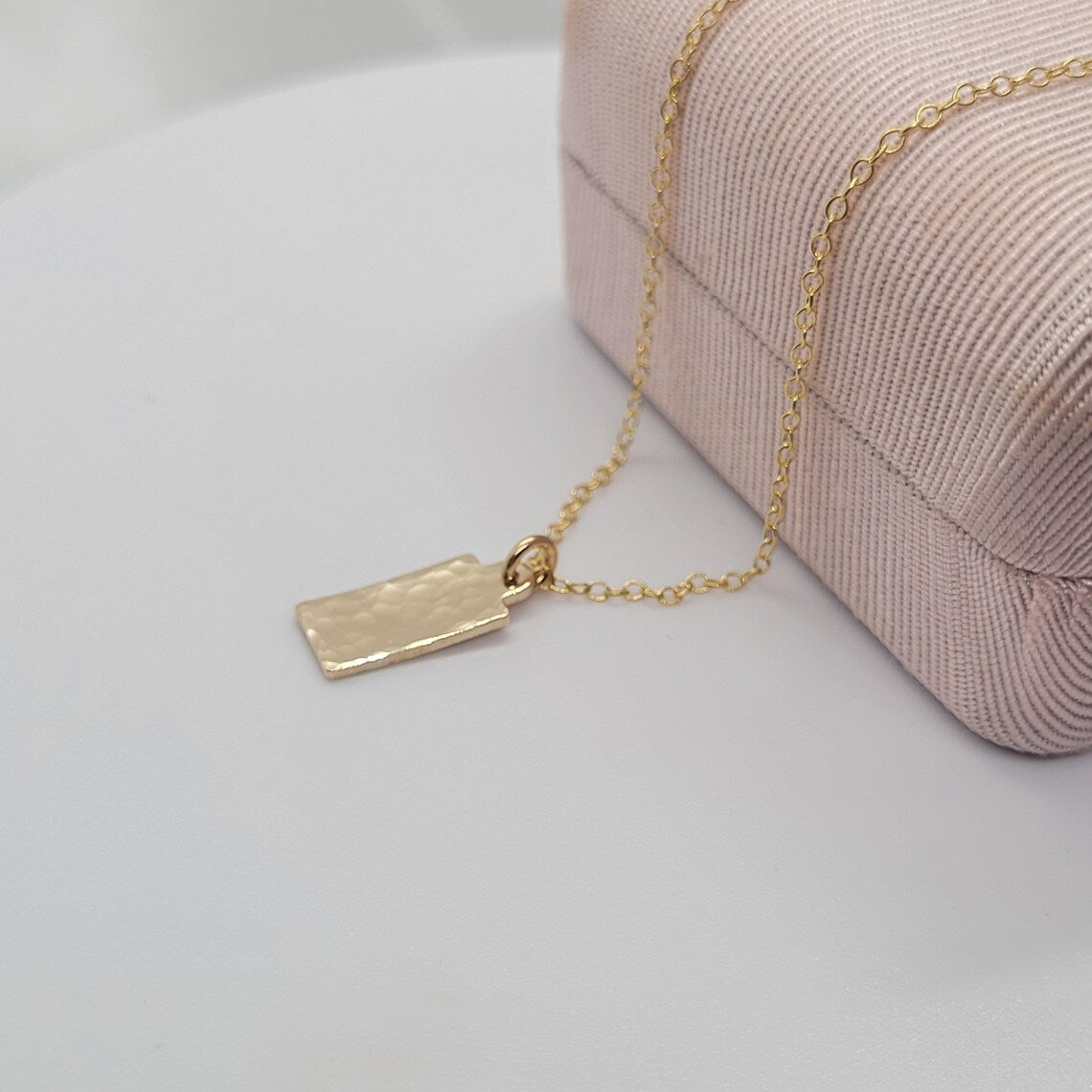 14K Gold Filled Hammered Petite Pendant Layering Necklace
