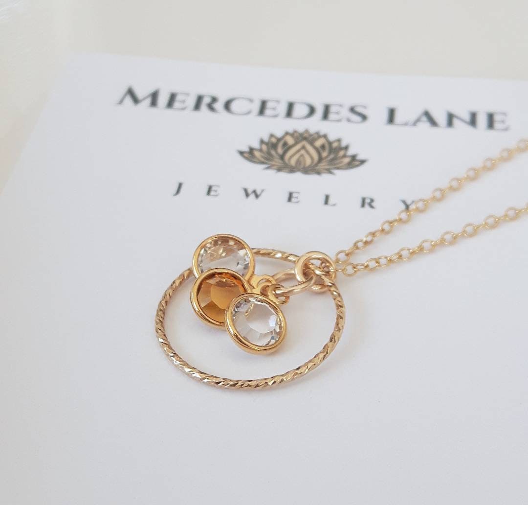 14K Gold Filled Family Birthstone Personalized Necklace