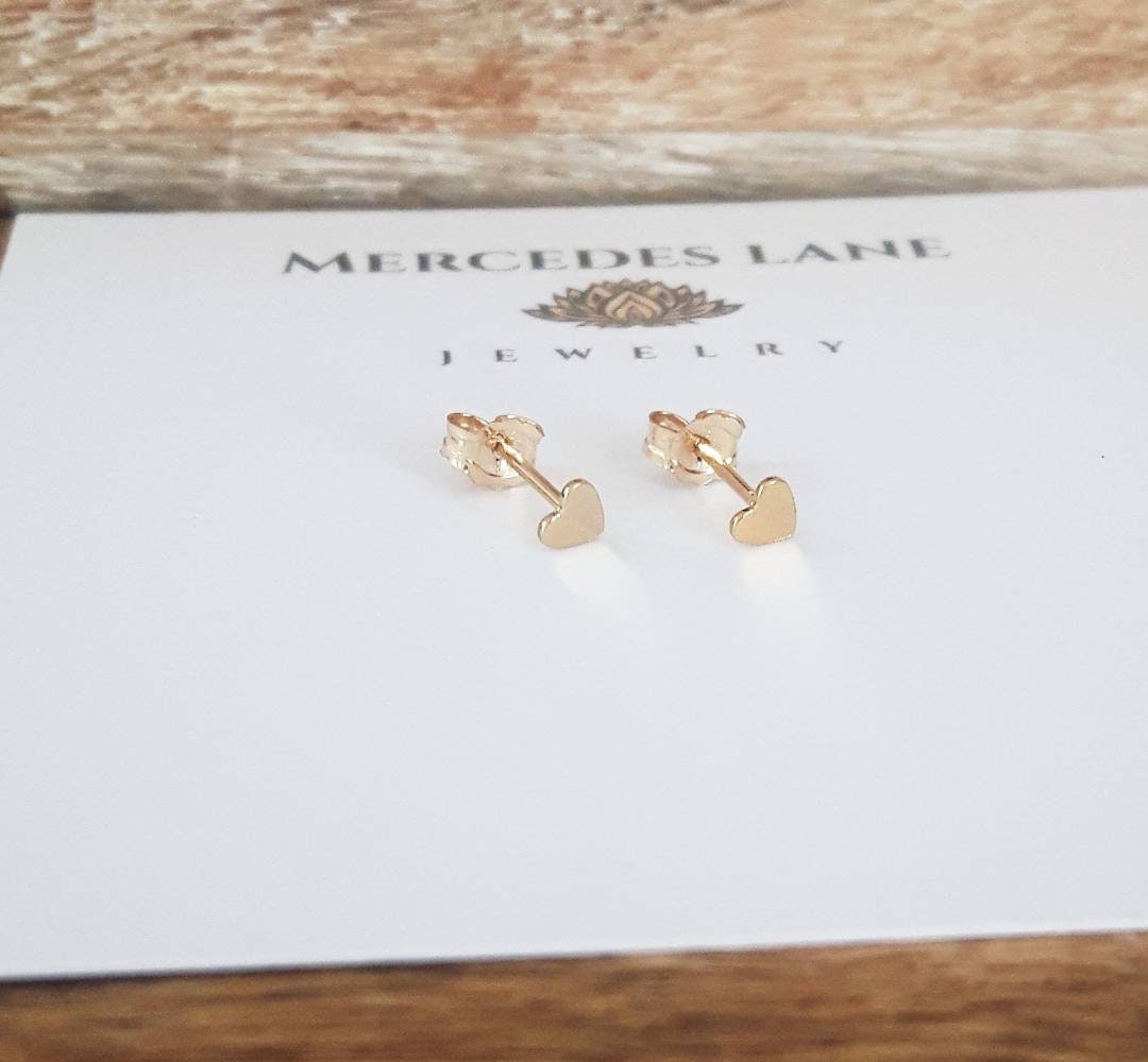 14K Gold Filled Micro Heart Stud Earrings