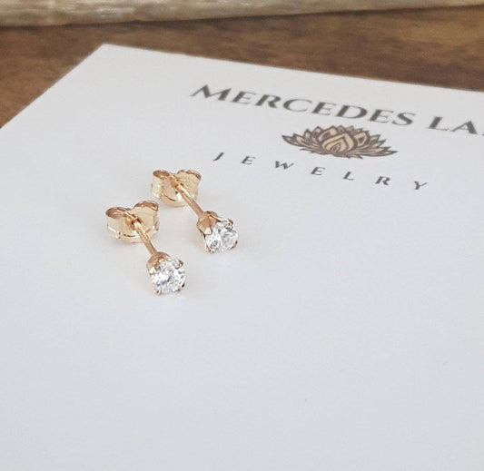 14K Gold Filled Cubic Zirconia Tiny Stud Earrings