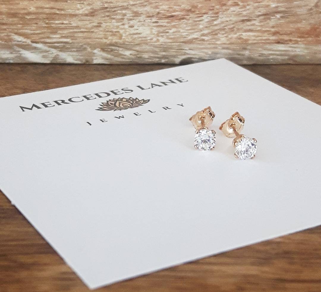 14K Gold Filled Cubic Zirconia Tiny Stud Earrings