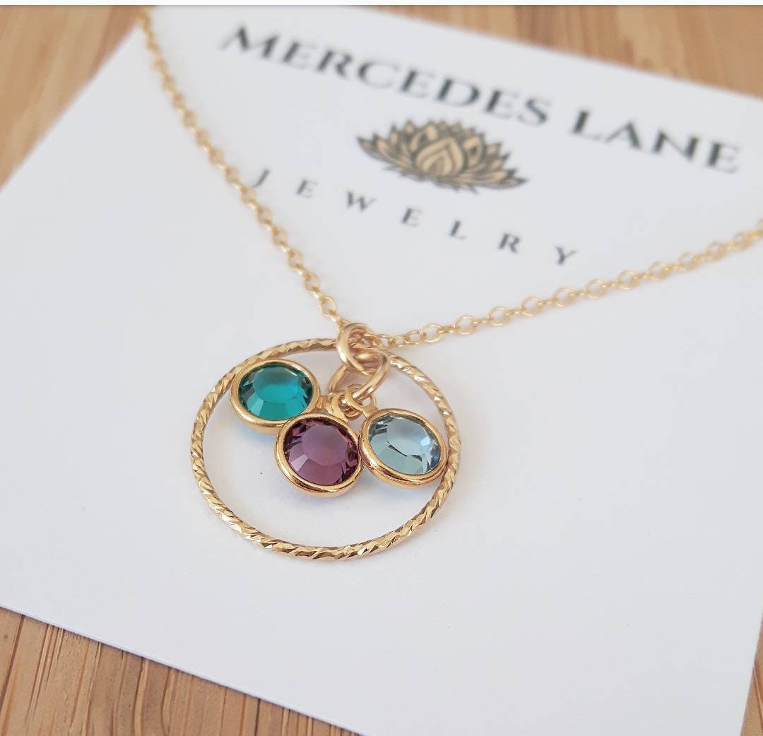 14K Gold Filled Family Birthstone Personalized Necklace