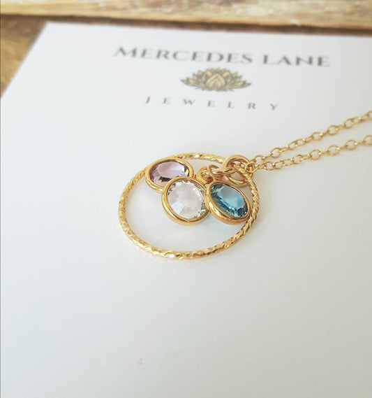 14K Gold Filled Family Birthstone Personalized Necklace