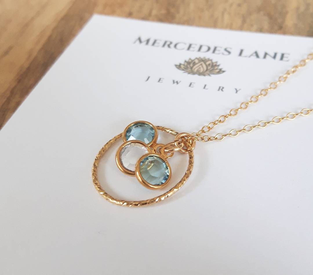 14K Gold Filled Family Birthstone Personalized Necklace
