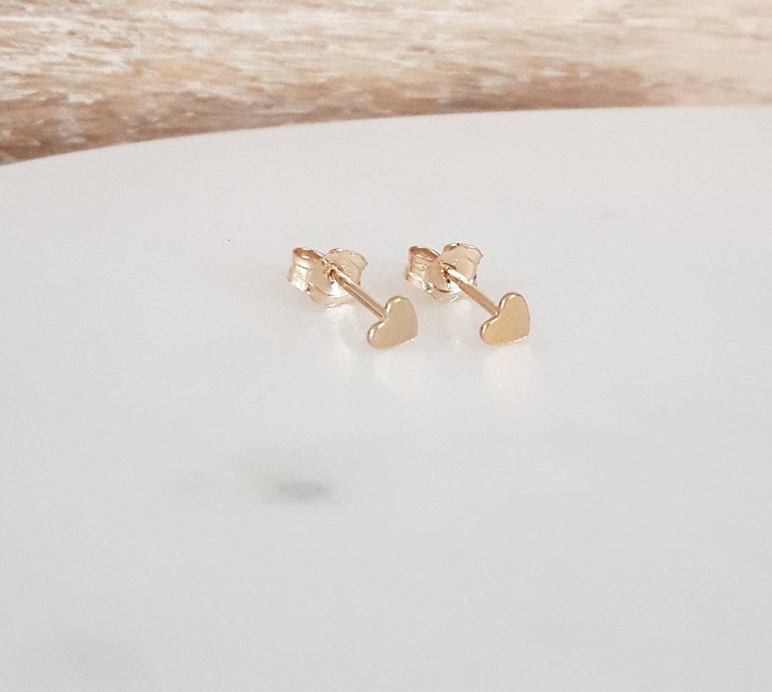 14K Gold Filled Micro Heart Stud Earrings