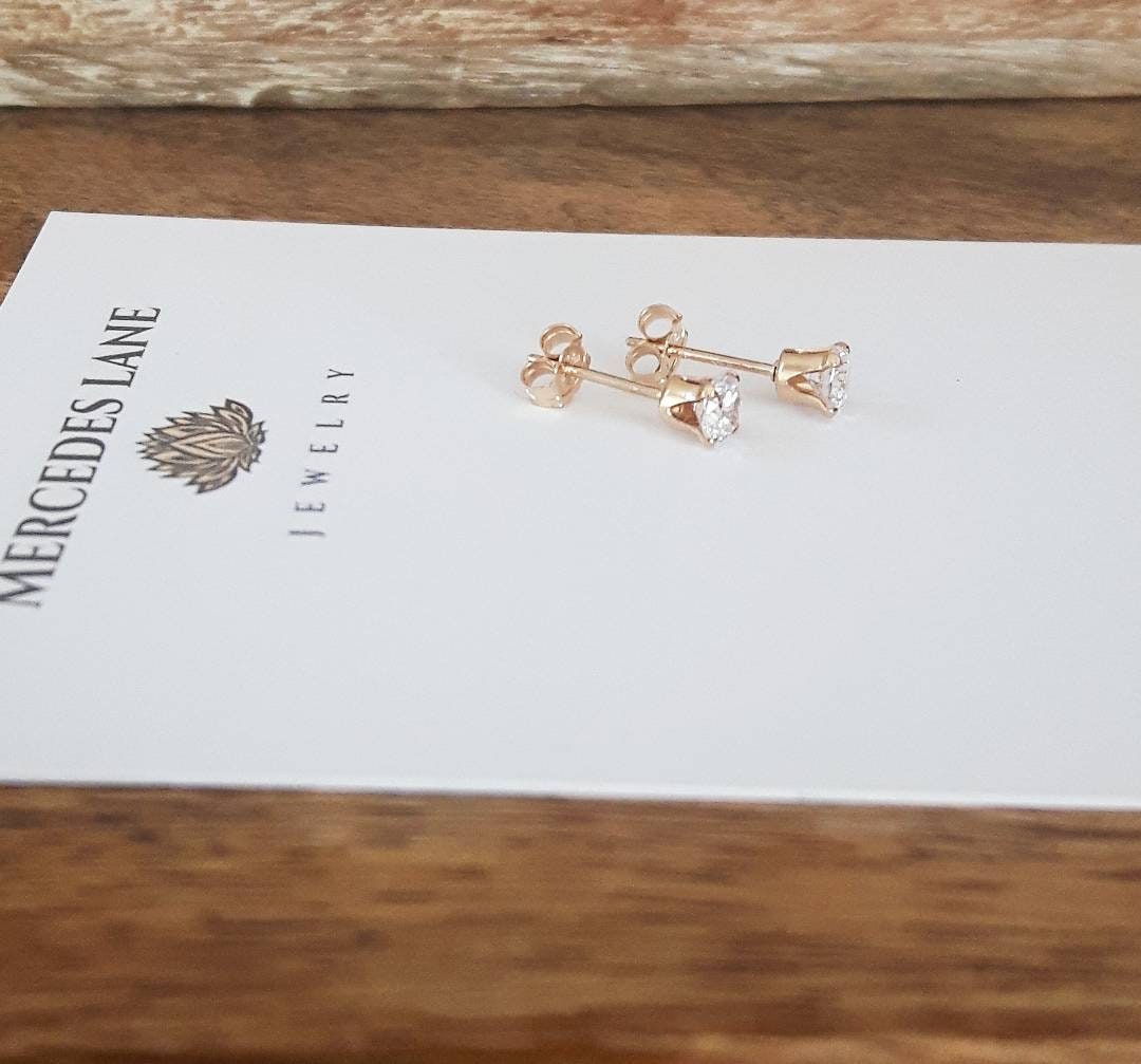 14K Gold Filled Cubic Zirconia Tiny Stud Earrings
