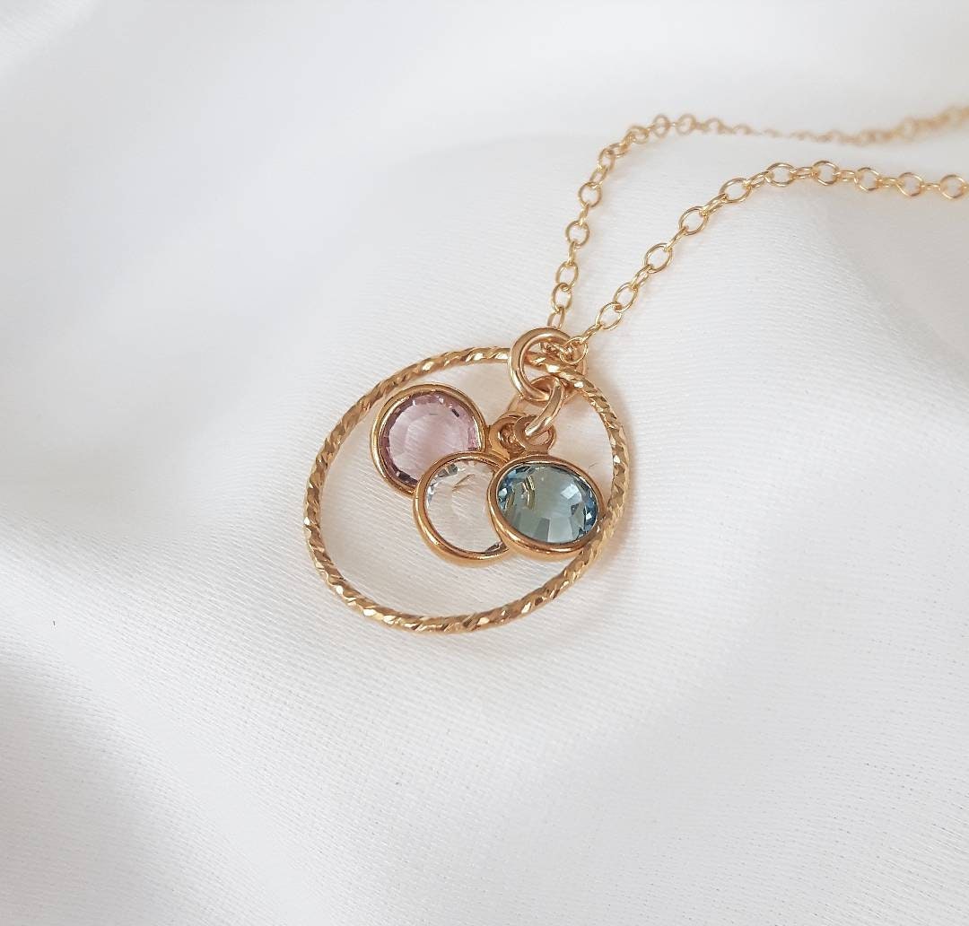 14K Gold Filled Family Birthstone Personalized Necklace