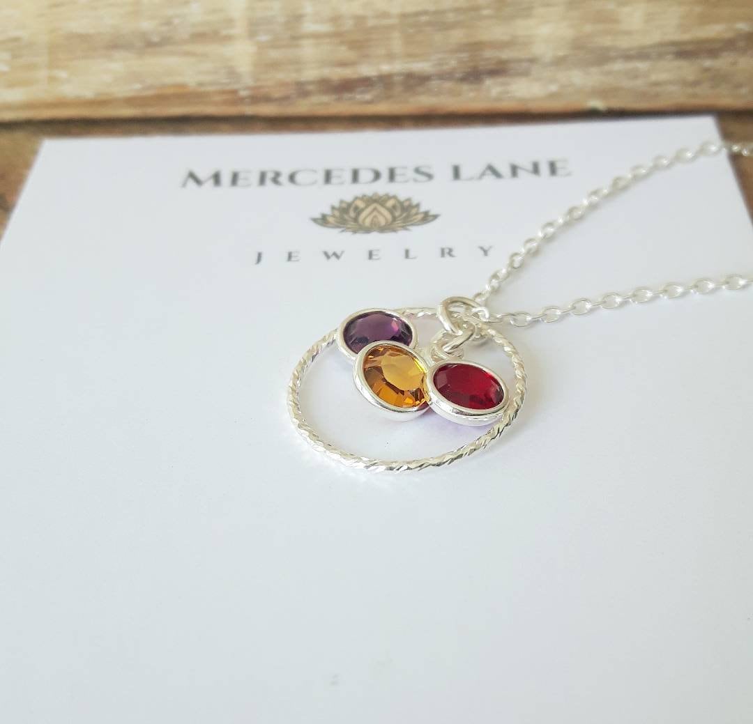 925 Sterling Silver Family Birthstone Personized Necklace