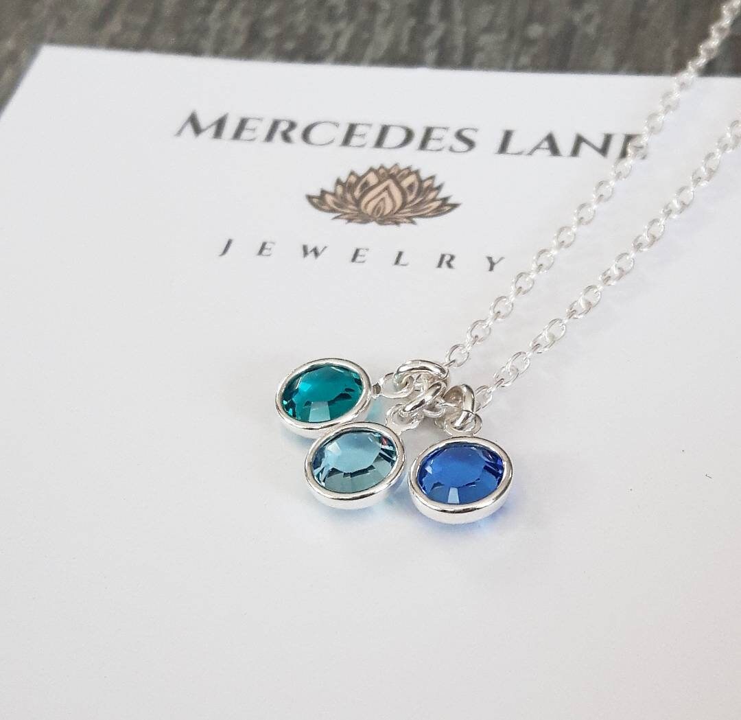 .925 Sterling Silver Personalized Family Birthstone Necklace