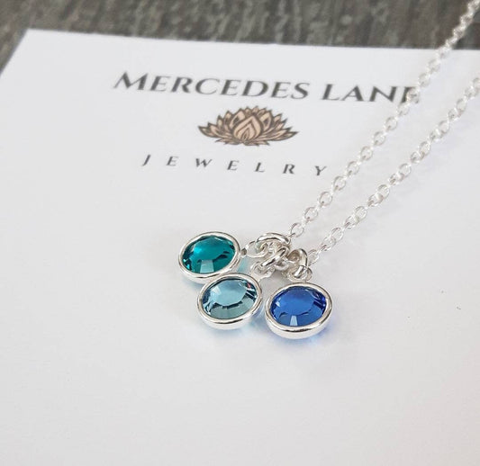 .925 Sterling Silver Personalized Family Birthstone Necklace
