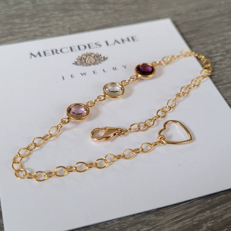 14K Gold Filled Personalized Family Birthstone Bracelet