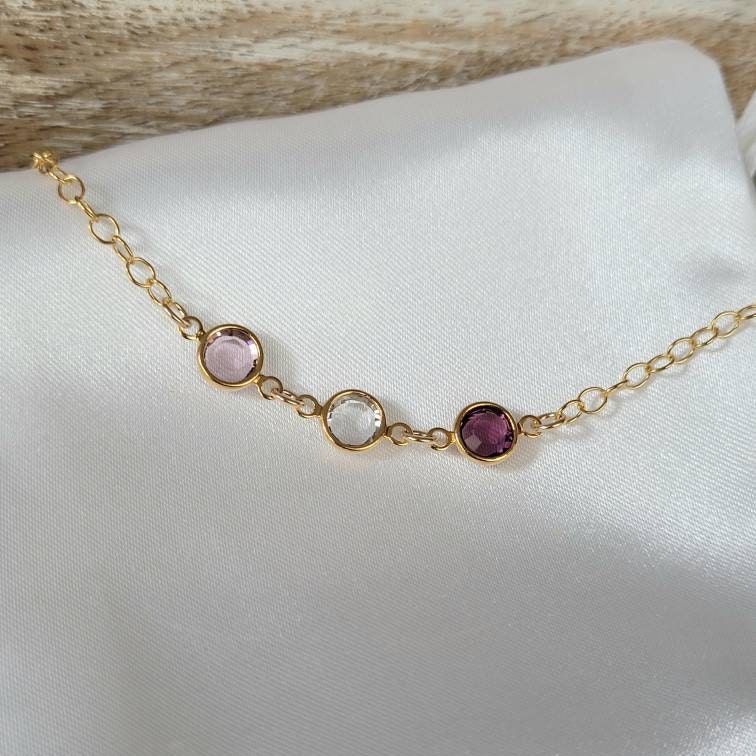 14K Gold Filled Personalized Family Birthstone Bracelet