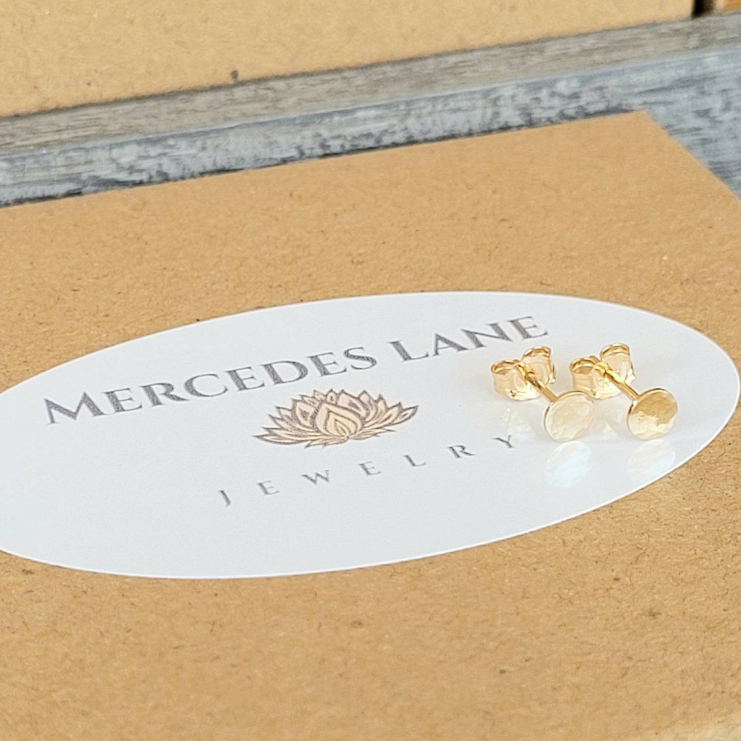 14K Gold Filled Hammered Dot Micro Stud Earrings