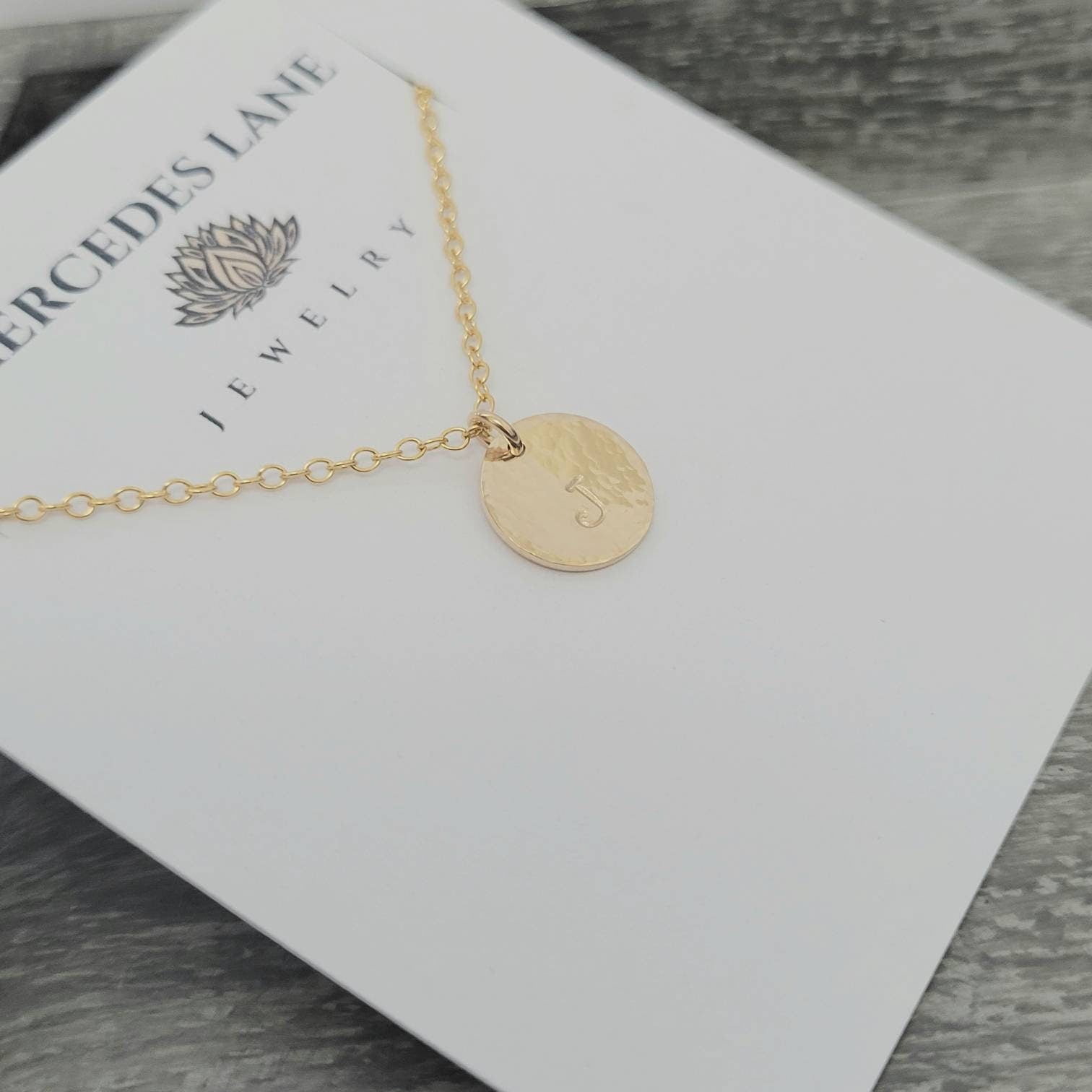 Hammered initial necklace store