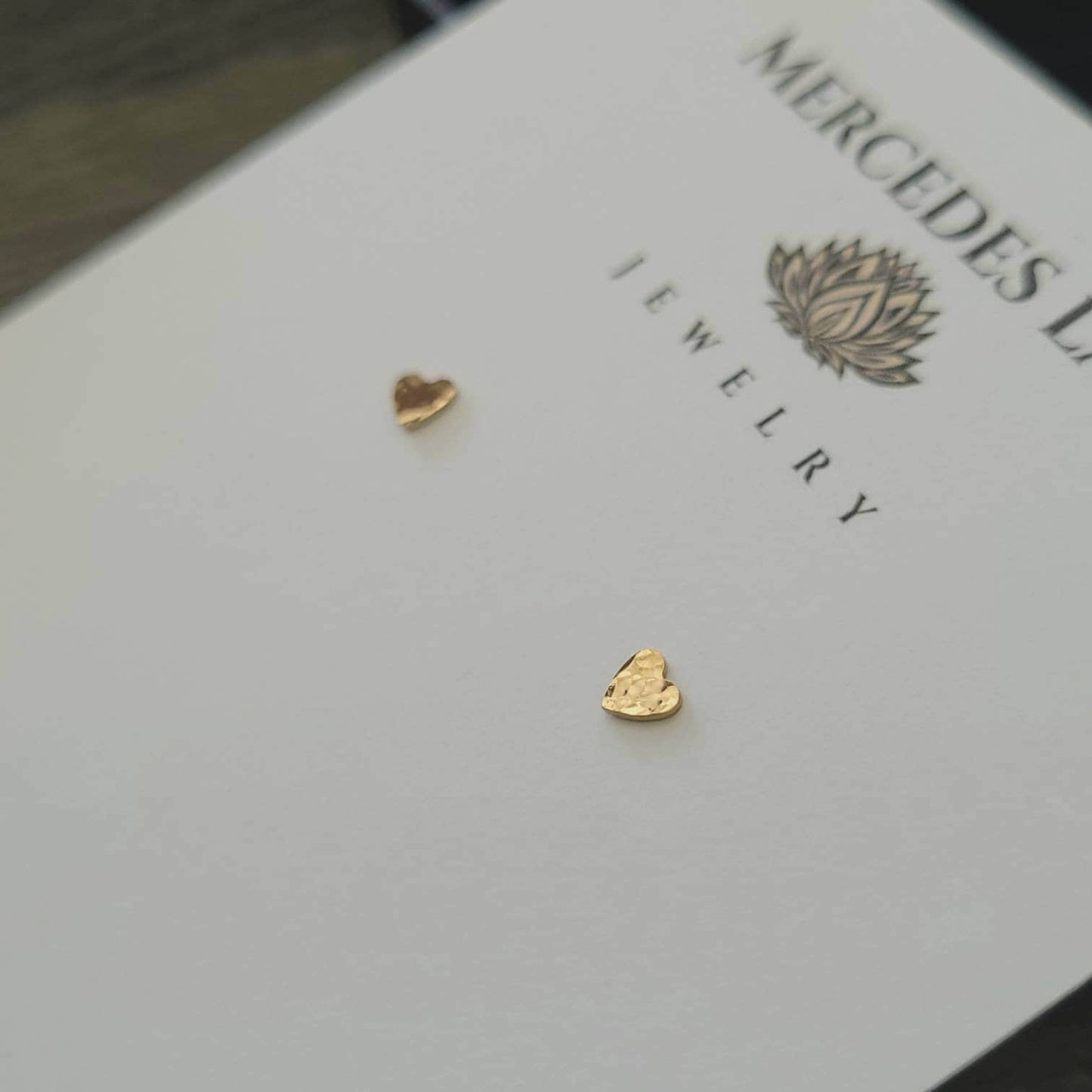 14K Gold Filled Hammered Micro Heart Stud Earrings