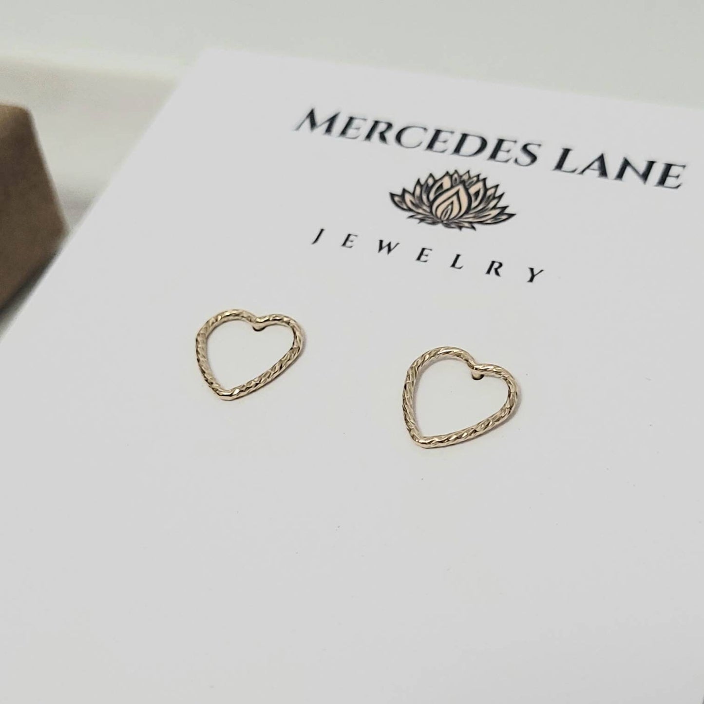 14K Gold Filled Sparkle Heart Stud Earrings