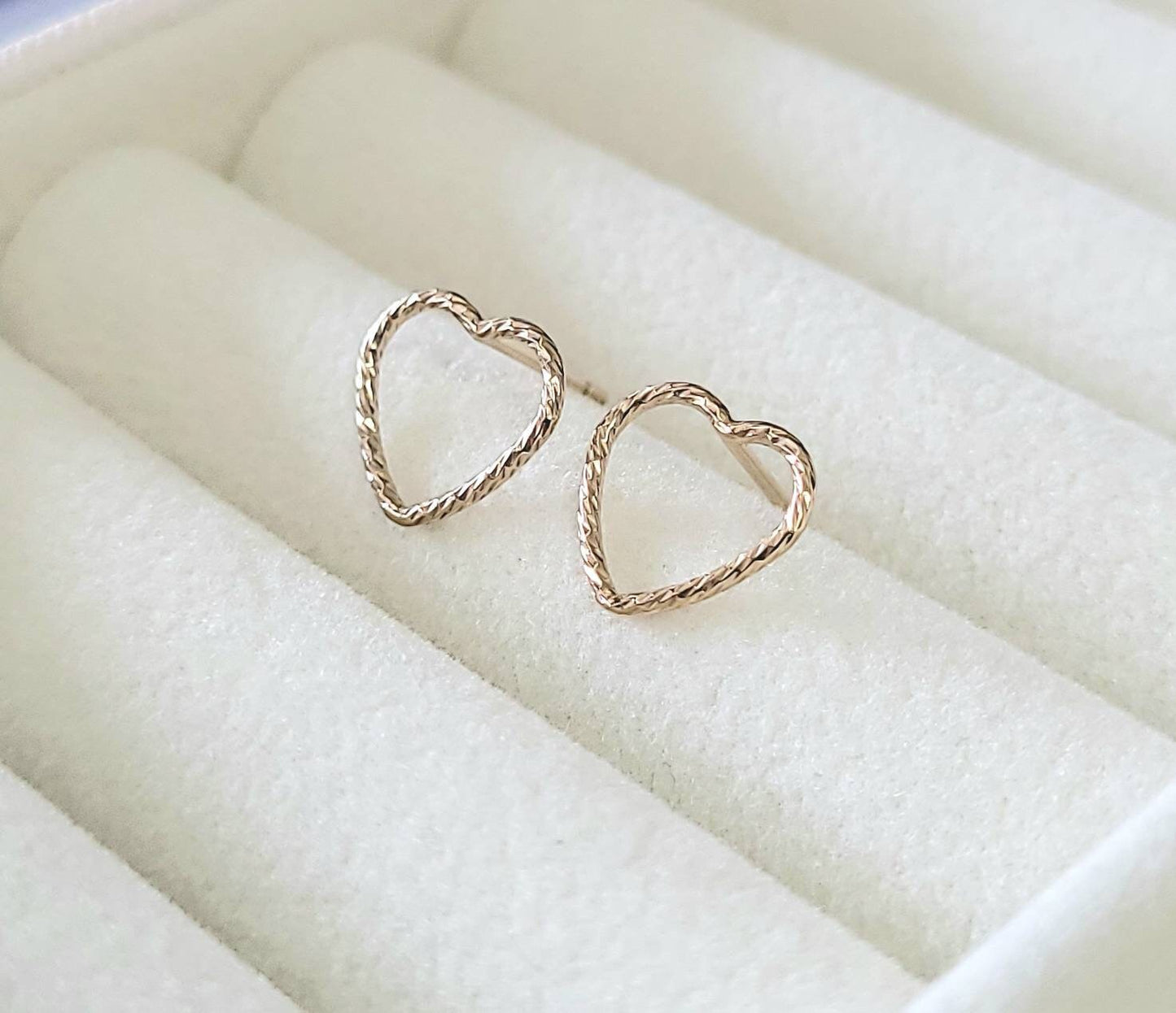14K Gold Filled Sparkle Heart Stud Earrings