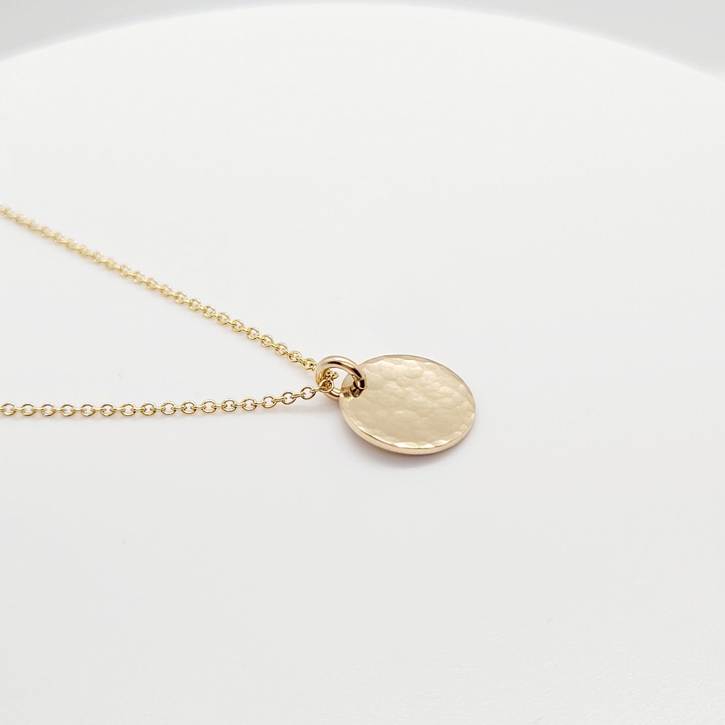 14K Gold Filled Hammered Disc Pendant Layering Necklace