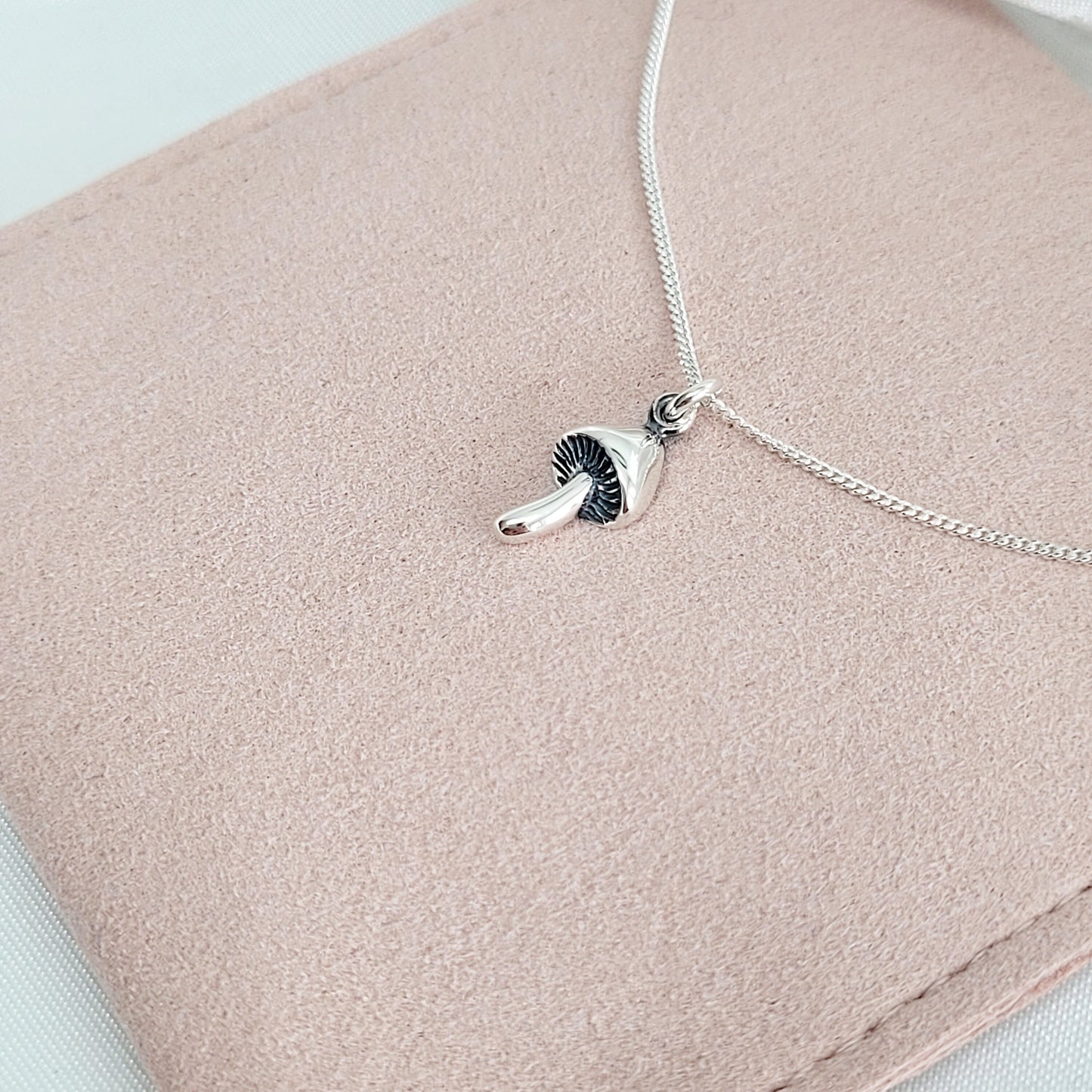 925 Sterling Silver Dainty Mushroom Charm Pendant Necklace