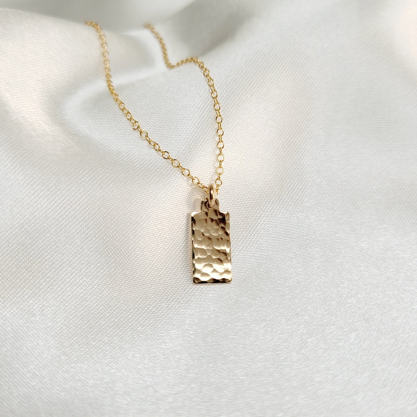 14K Gold Filled Hammered Petite Pendant Layering Necklace