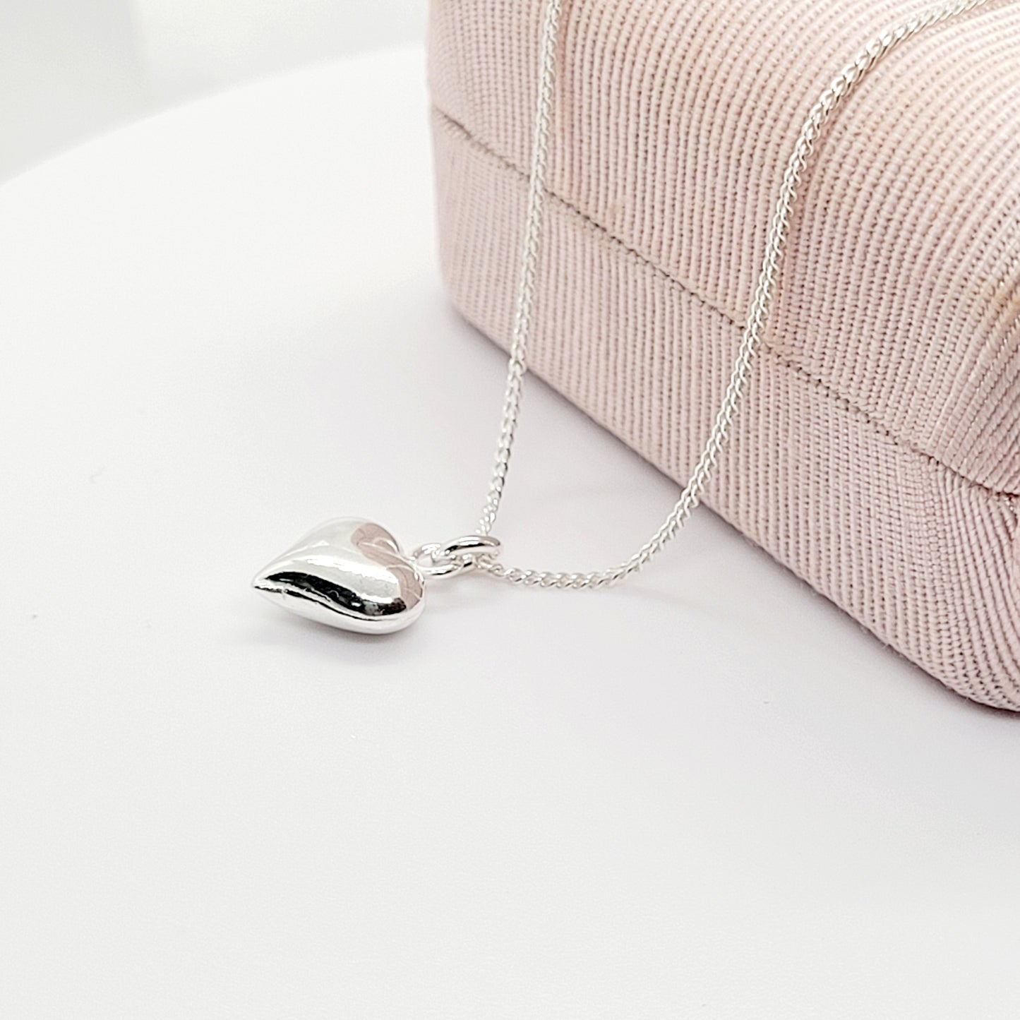 925 Sterling Silver Puffy Heart Pendant Necklace