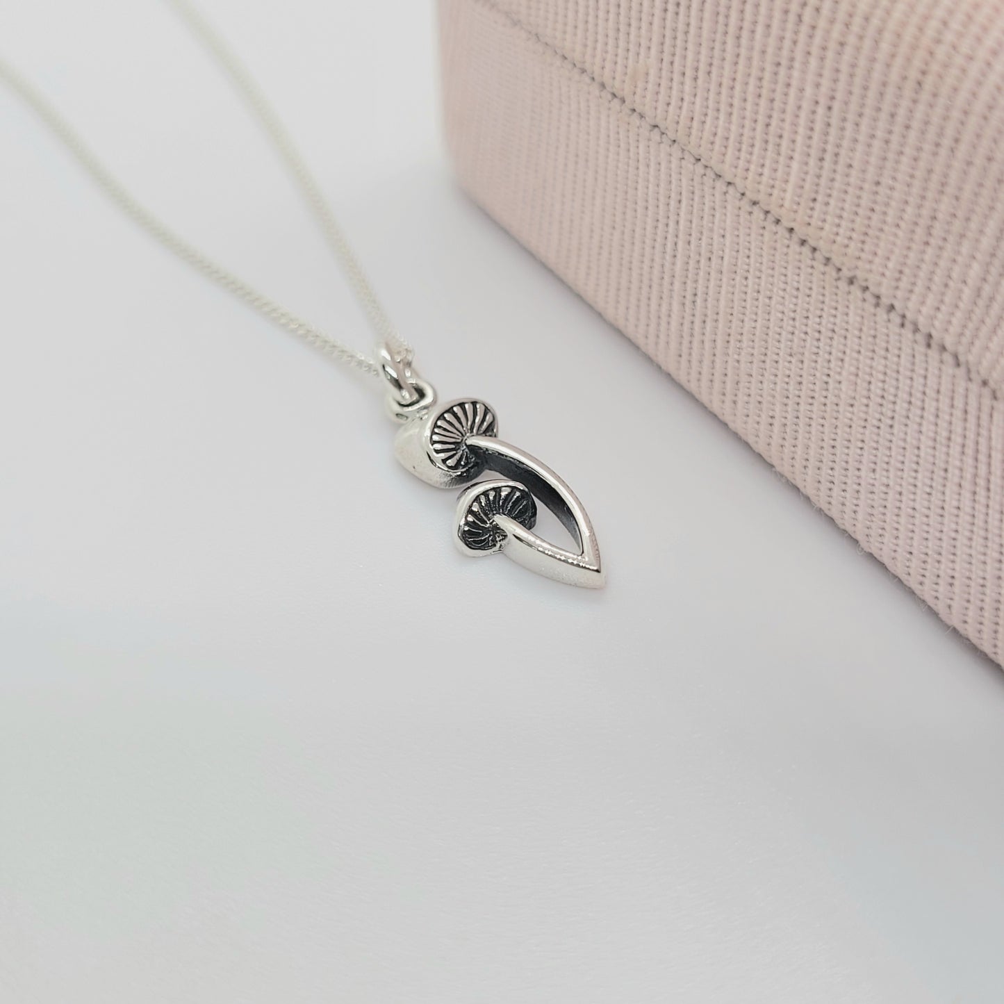 925 Sterling Silver DAINTY Two Mushroom Pendant Necklace