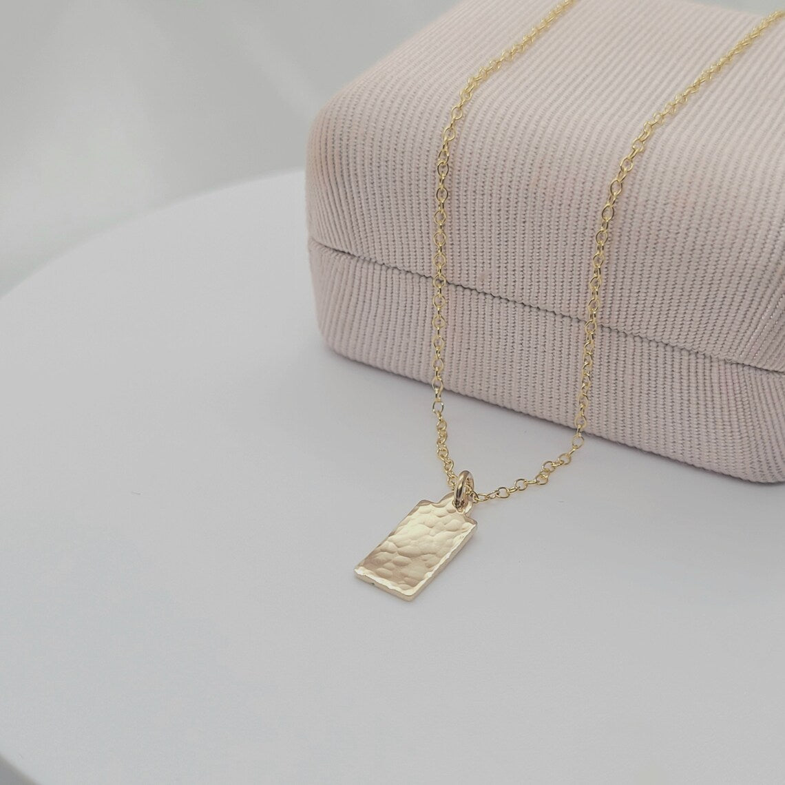 14K Gold Filled Hammered Petite  Pendant Layering Necklace