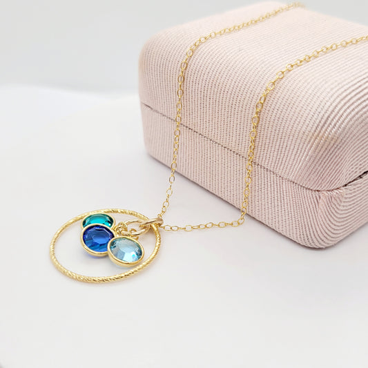14K Gold Filled Family Birthstone Personalized Necklace