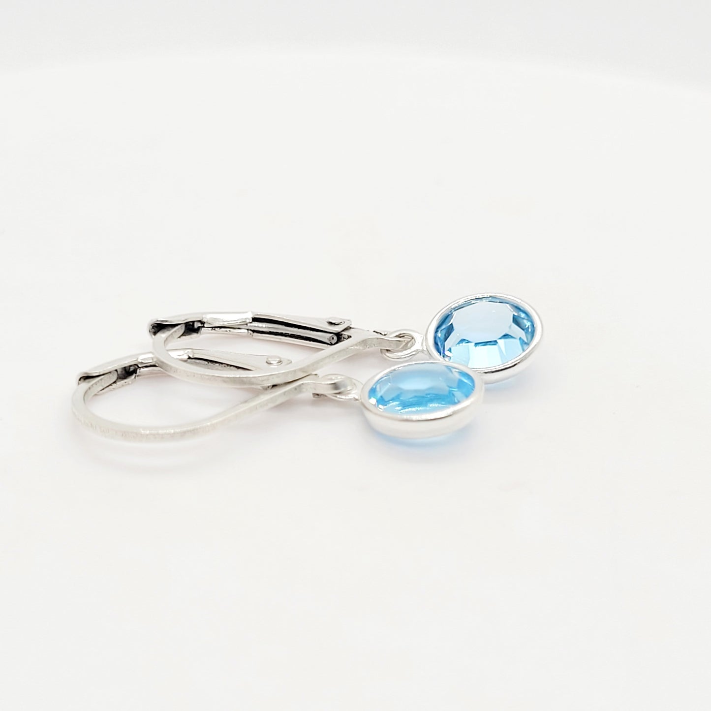 .925 Sterling Silver Leverback Birthstone Earrings