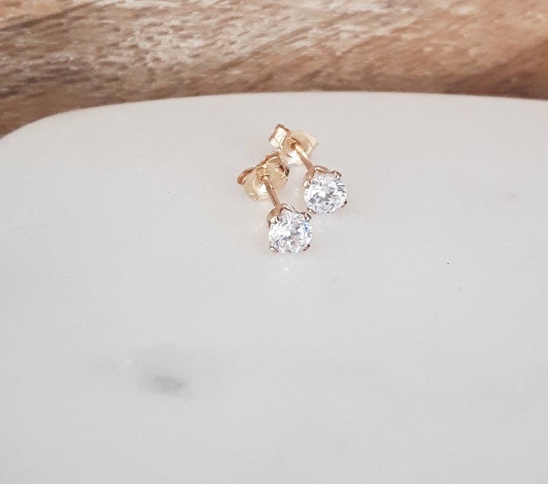 14K Gold Filled Cubic Zirconia Tiny Stud Earrings