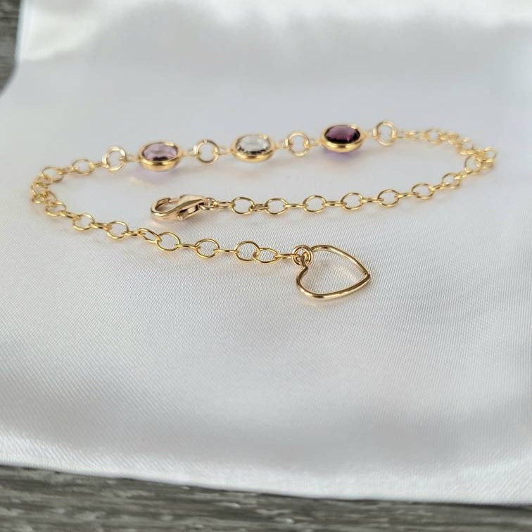 14K Gold Filled Personalized Family Birthstone Bracelet