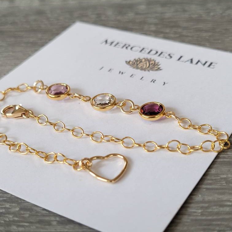 14K Gold Filled Personalized Family Birthstone Bracelet