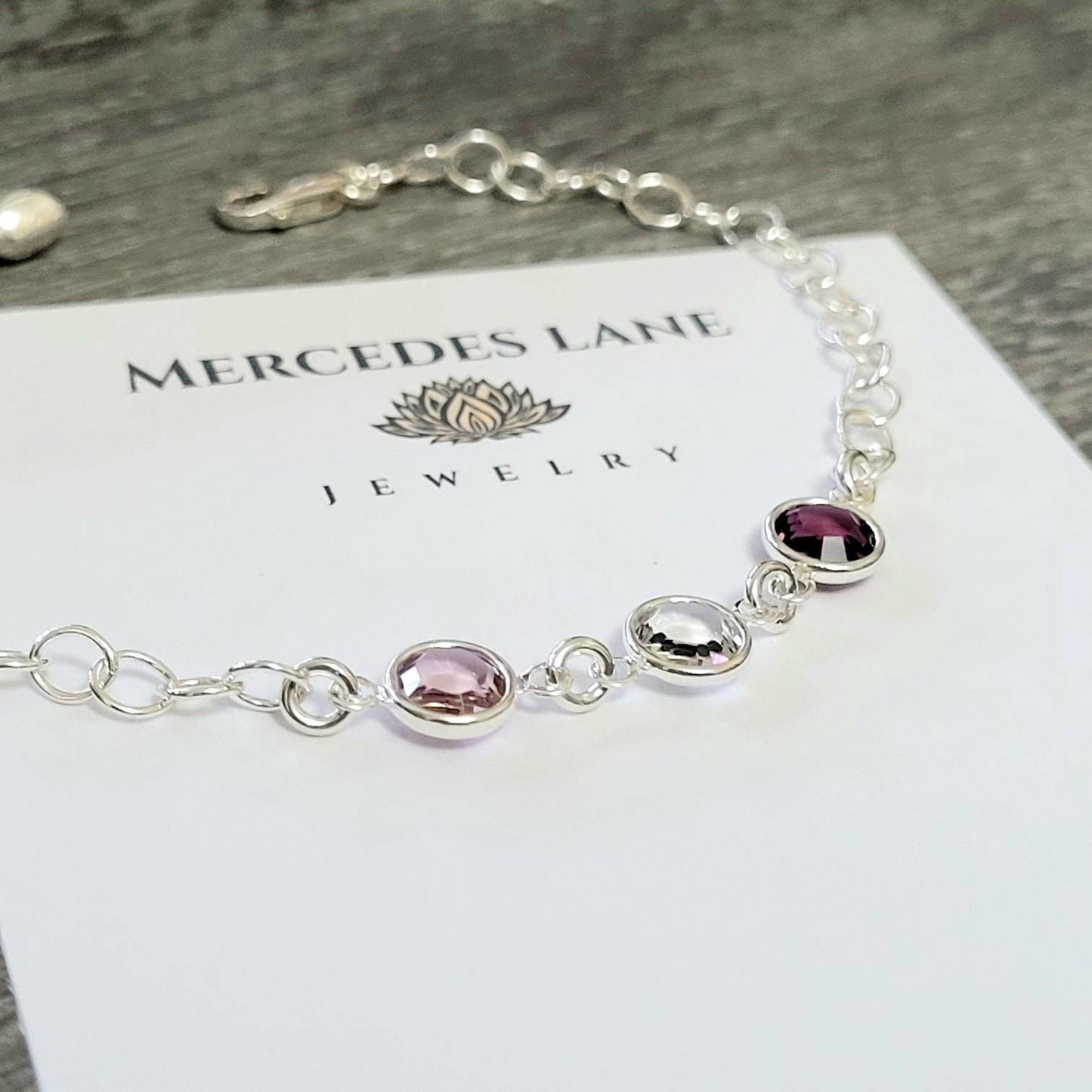 .925 Sterling Silver Personalized Family Birthstone Bracelet