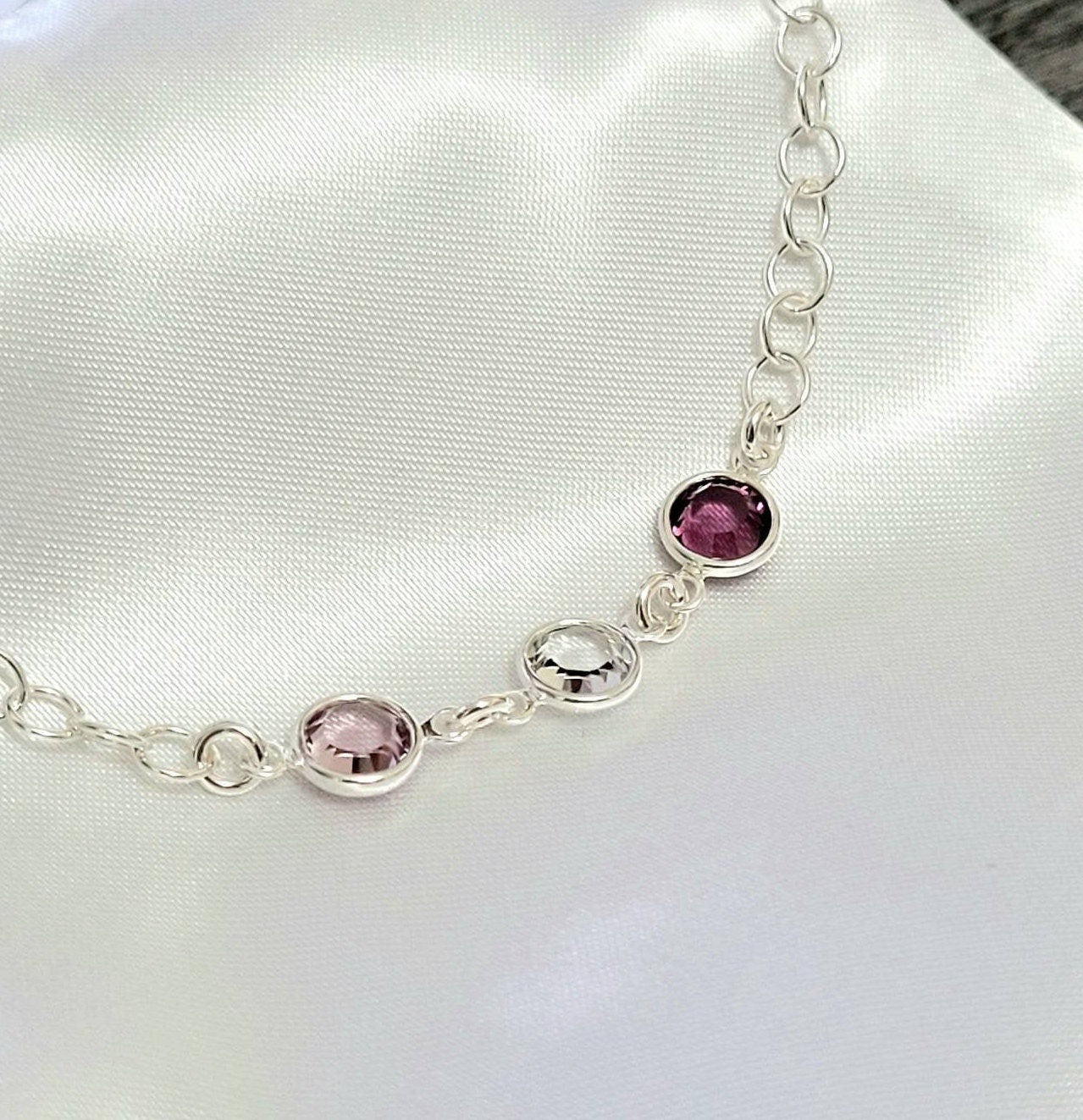 .925 Sterling Silver Personalized Family Birthstone Bracelet