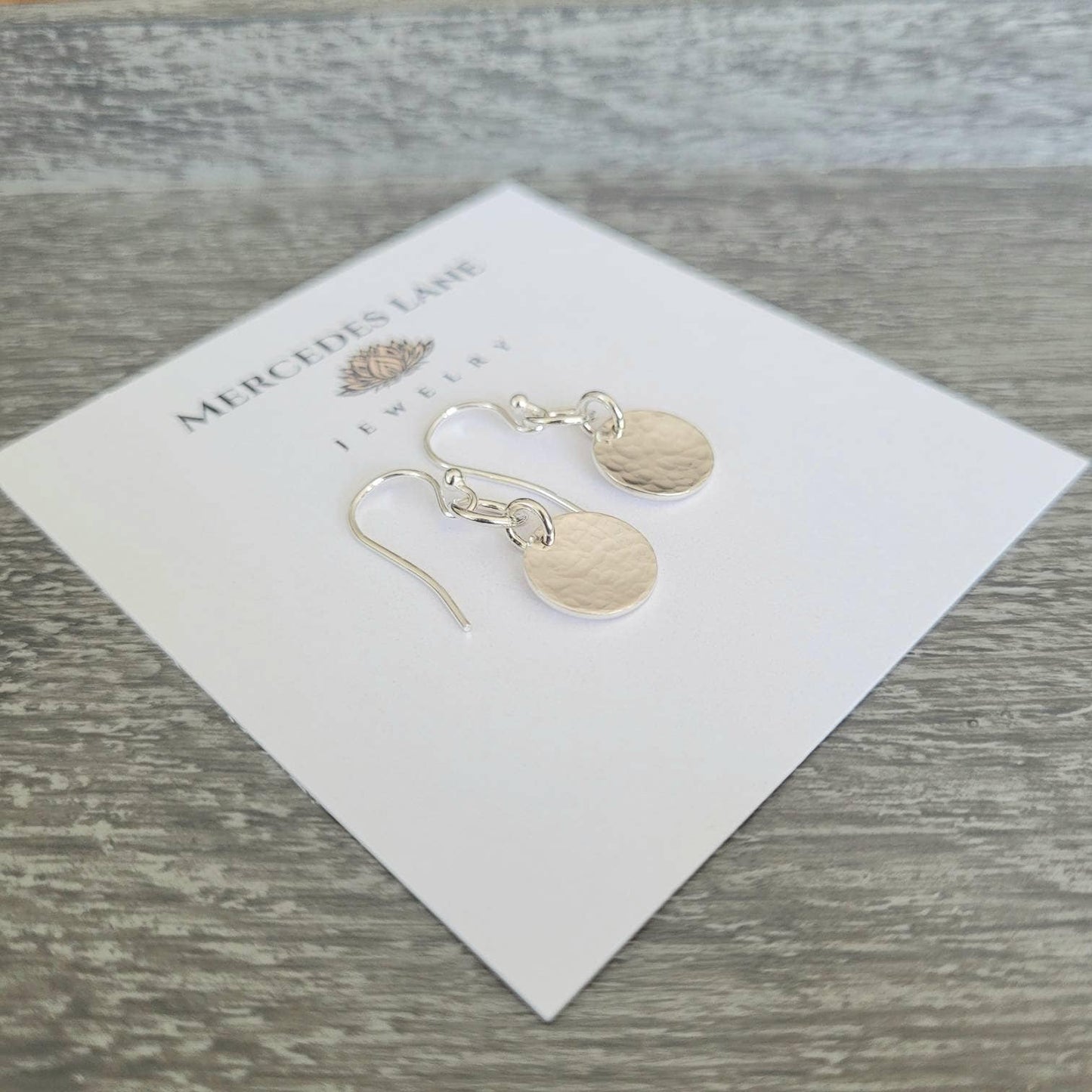 925 Sterling  Silver Hammered Disc Earrings