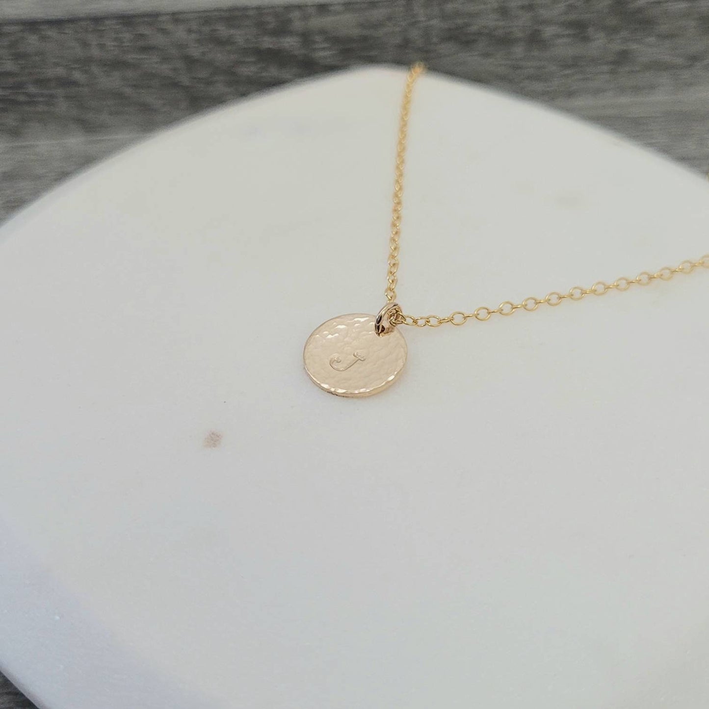 14K Gold Filled Personalized Hammered Initial Necklace