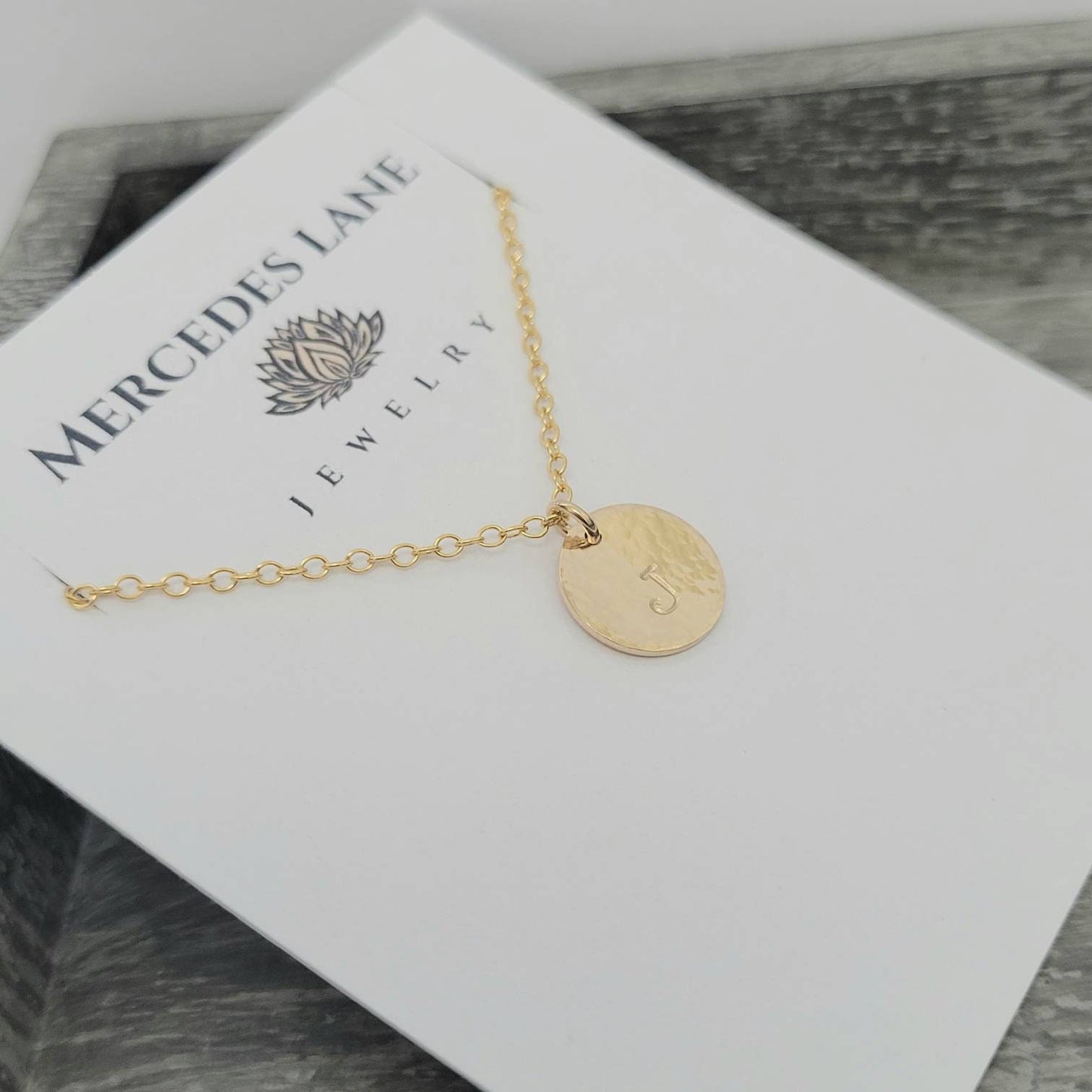 14K Gold Filled Personalized Hammered Initial Necklace