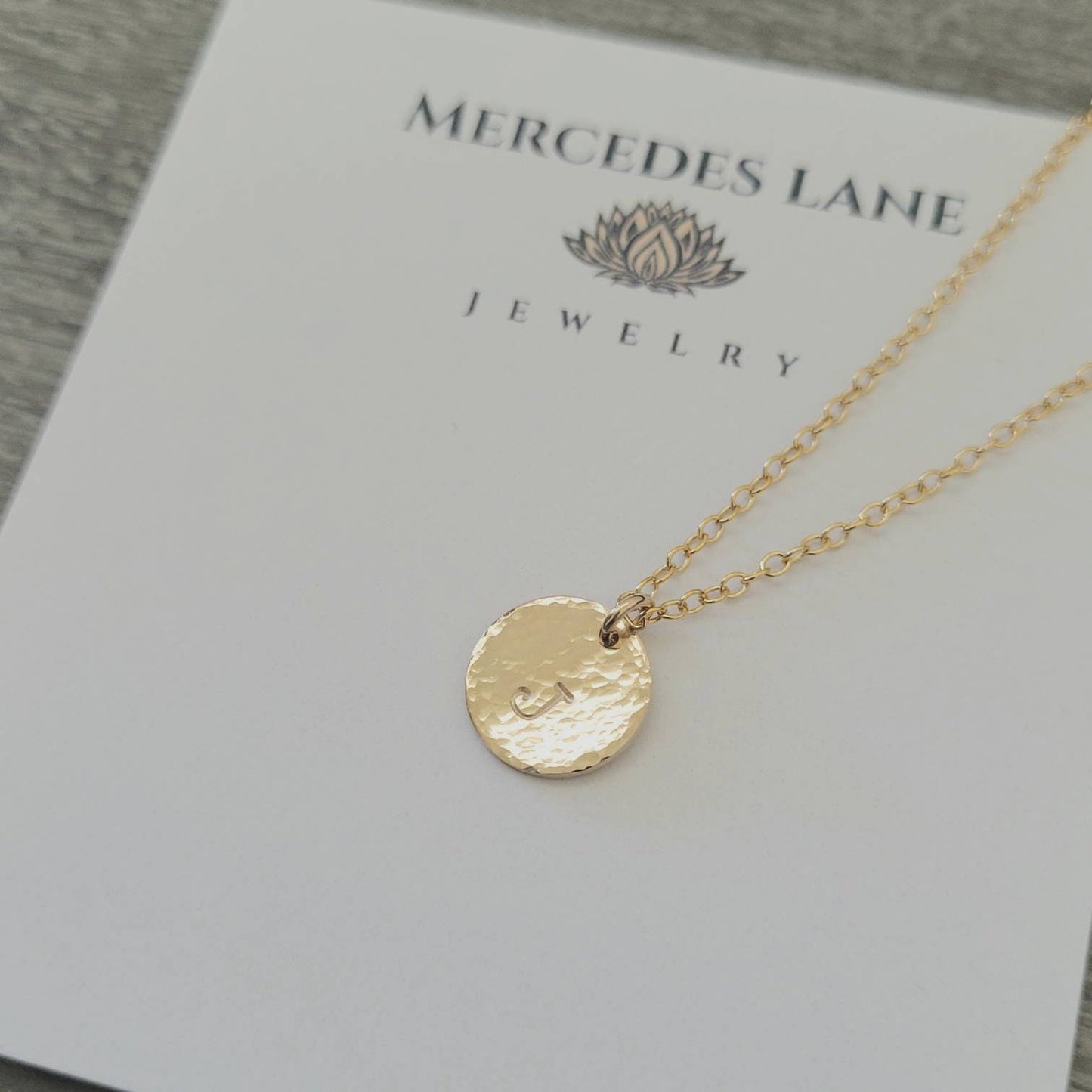 14K Gold Filled Personalized Hammered Initial Necklace