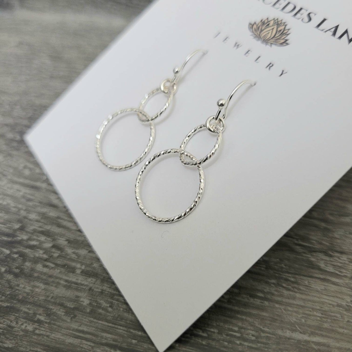 .925 Sterling Silver Sparkle Dangle Hoop Earrings