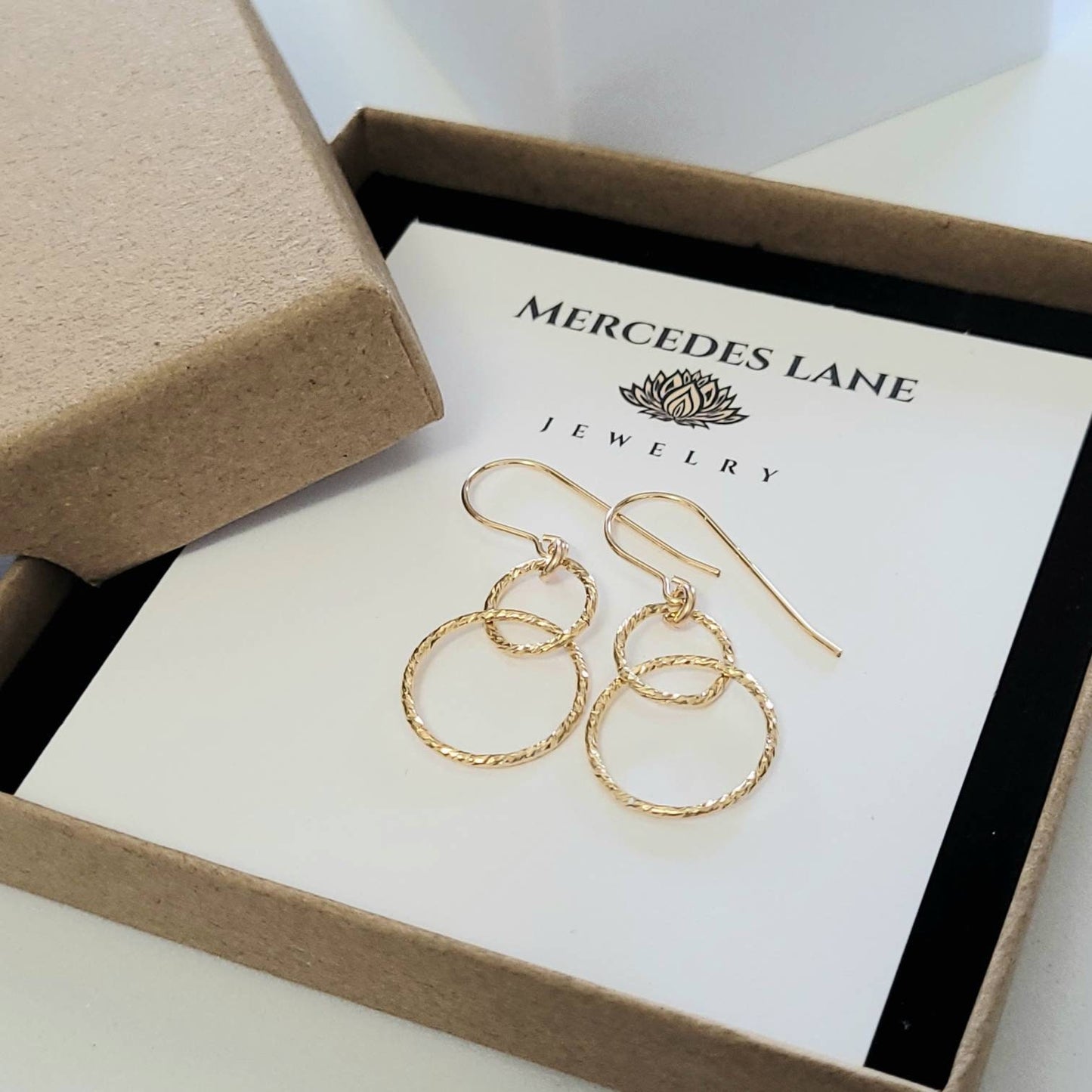 14K Gold Filled Hoop Dangle Earrings